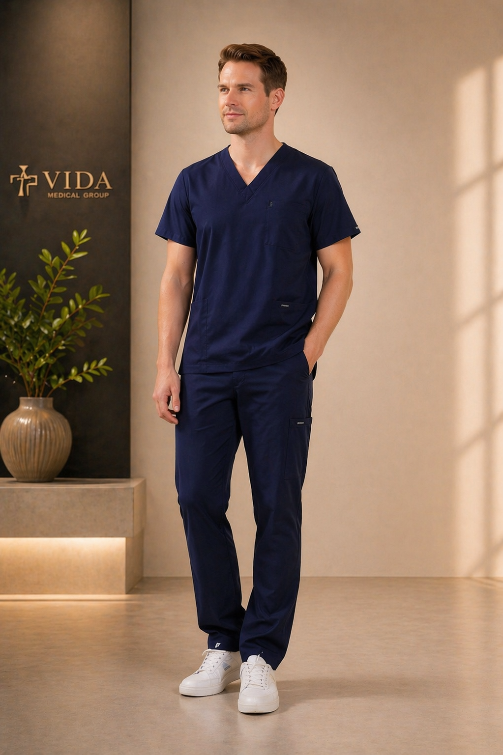 Vida Essential Scrub Set -Male Fit(Navy Blue)